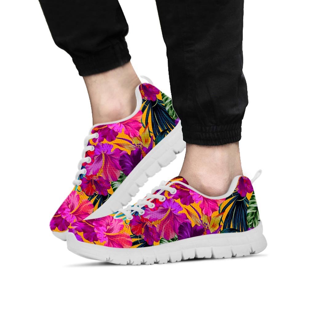 Tropical Hibiscus Flower Hawaiian Print Men's Sneakers-grizzshop