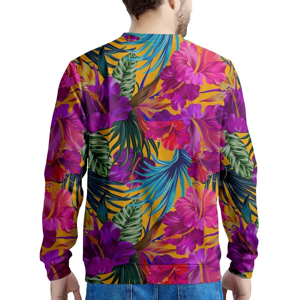 Tropical Hibiscus Flower Hawaiian Print Men's Sweatshirt-grizzshop