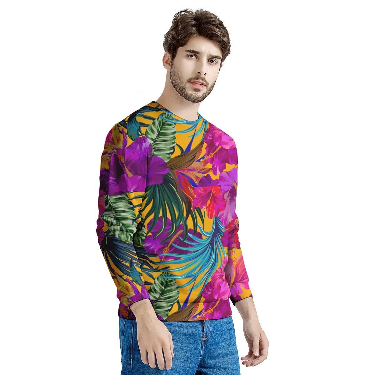 Tropical Hibiscus Flower Hawaiian Print Men's Sweatshirt-grizzshop