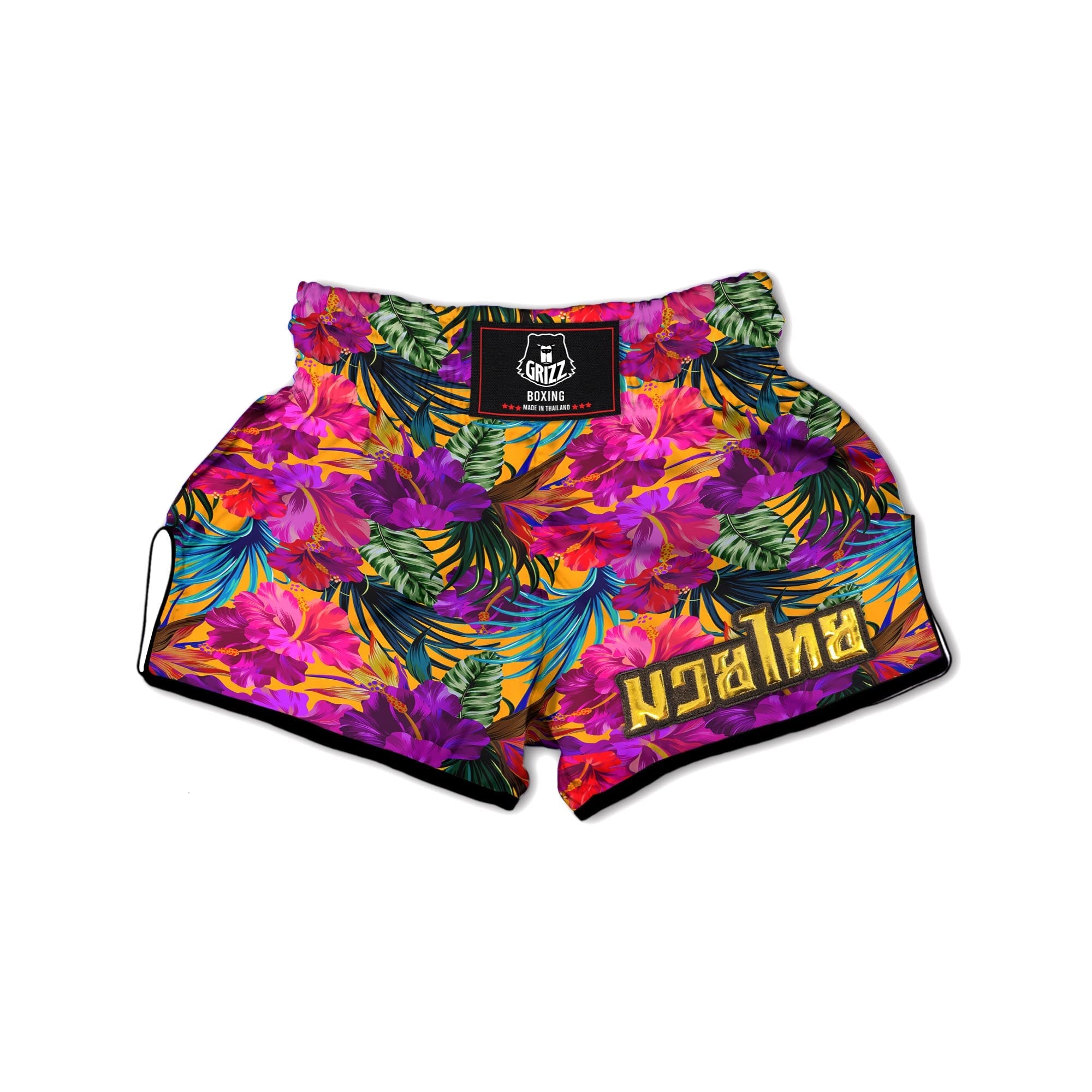 Tropical Hibiscus Flower Hawaiian Print Muay Thai Boxing Shorts-grizzshop