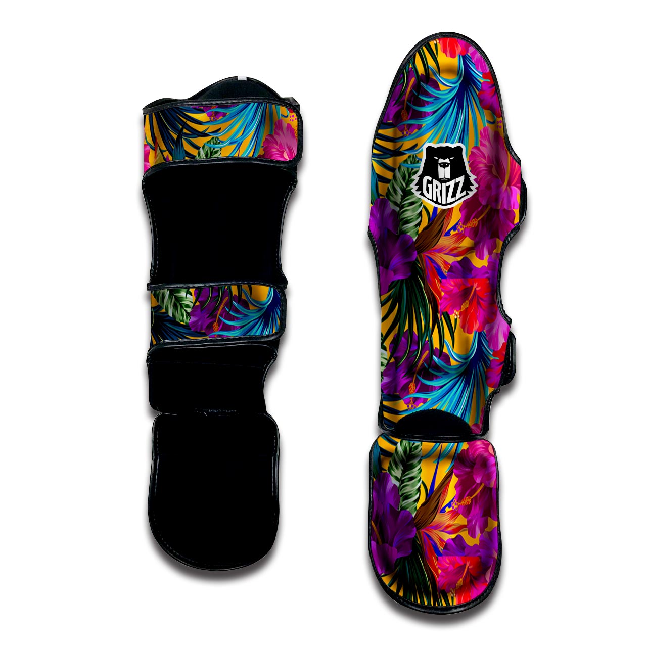 Tropical Hibiscus Flower Hawaiian Print Muay Thai Shin Guard-grizzshop