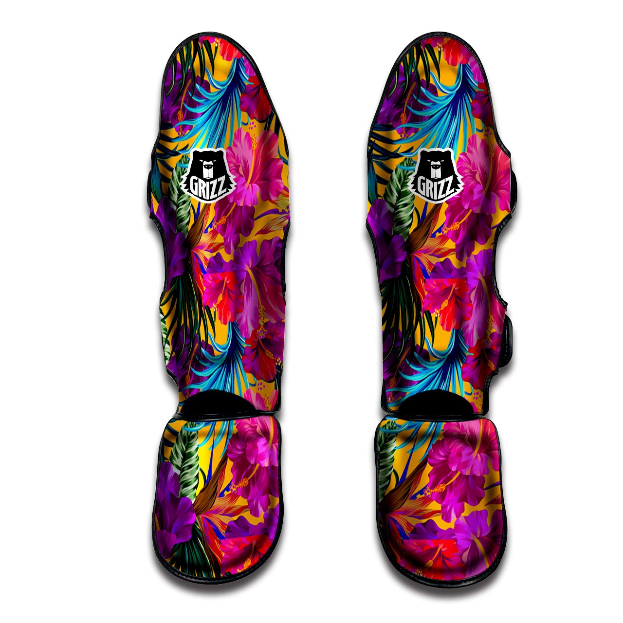 Tropical Hibiscus Flower Hawaiian Print Muay Thai Shin Guard-grizzshop