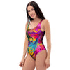 Tropical Hibiscus Flower Hawaiian Print One Piece Swimsuite-grizzshop