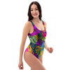 Tropical Hibiscus Flower Hawaiian Print One Piece Swimsuite-grizzshop