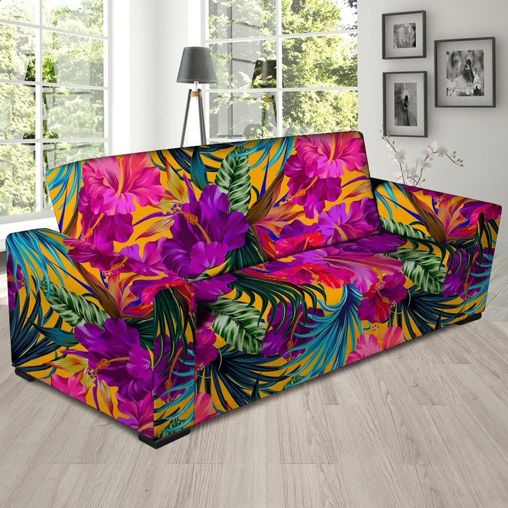 Tropical Hibiscus Flower Hawaiian Print Sofa Cover-grizzshop