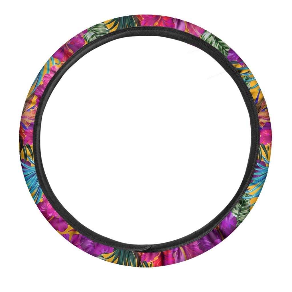 Tropical Hibiscus Flower Hawaiian Print Steering Wheel Cover-grizzshop