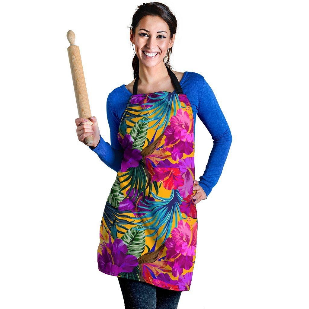 Tropical Hibiscus Flower Hawaiian Print Women's Apron-grizzshop