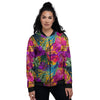 Tropical Hibiscus Flower Hawaiian Print Women's Bomber Jacket-grizzshop