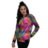 Tropical Hibiscus Flower Hawaiian Print Women's Bomber Jacket-grizzshop