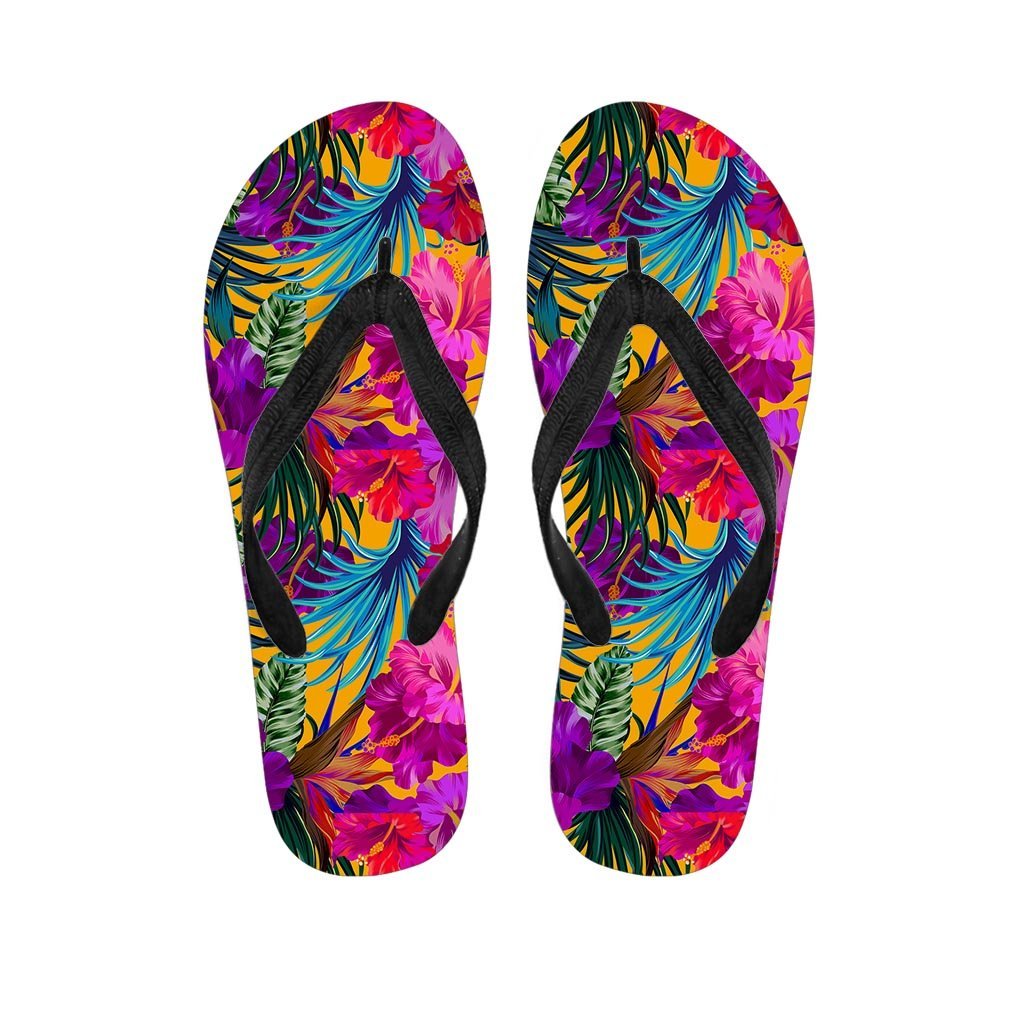 Tropical Hibiscus Flower Hawaiian Print Women's Flip Flops-grizzshop