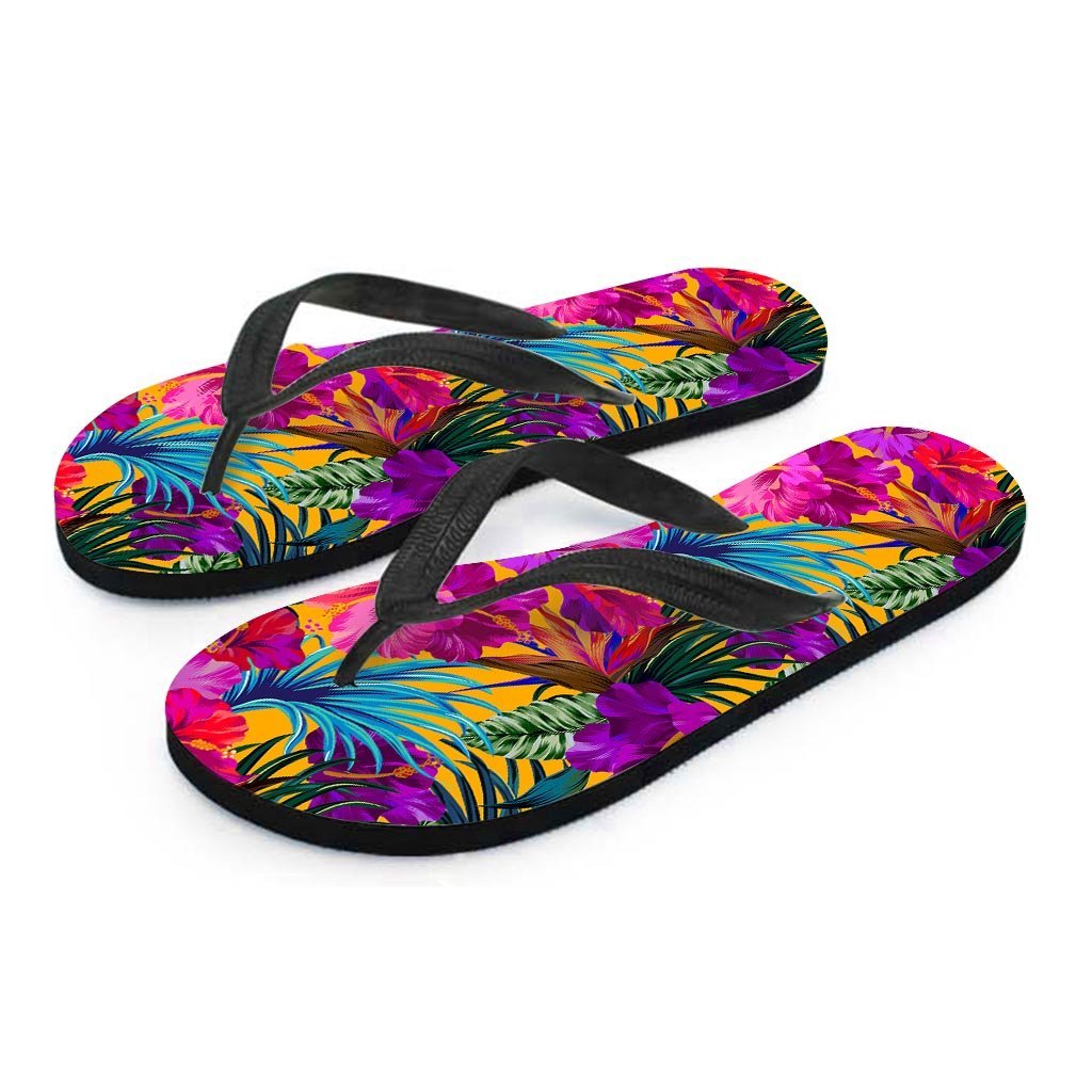 Tropical Hibiscus Flower Hawaiian Print Women's Flip Flops-grizzshop