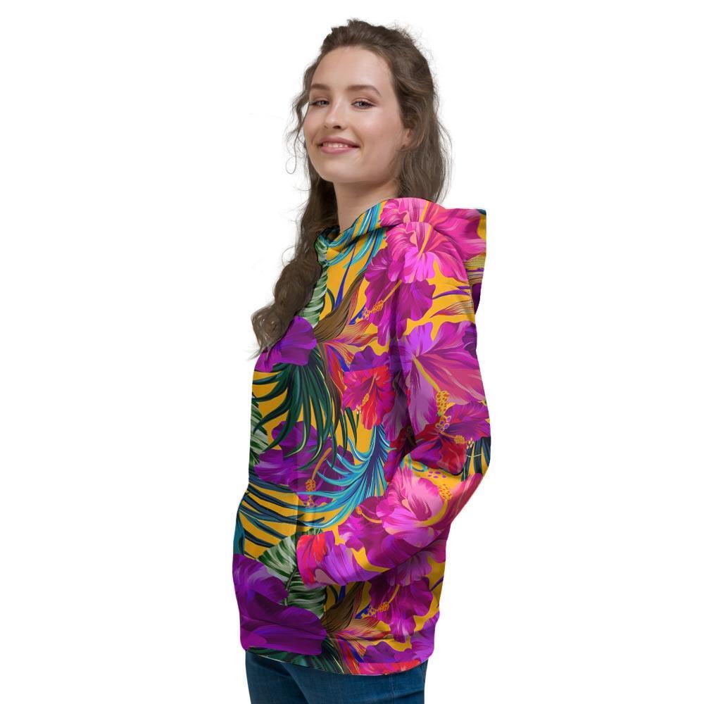 Tropical Hibiscus Flower Hawaiian Print Women's Hoodie-grizzshop