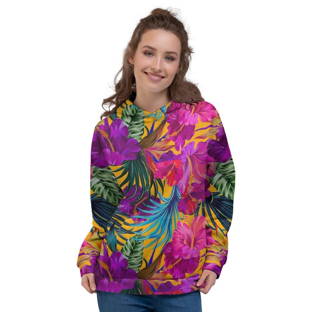 Tropical Hibiscus Flower Hawaiian Print Women's Hoodie-grizzshop