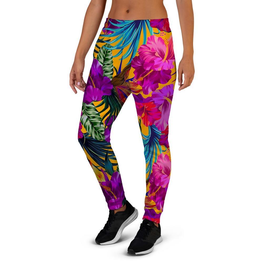 Tropical Hibiscus Flower Hawaiian Print Women's Joggers-grizzshop