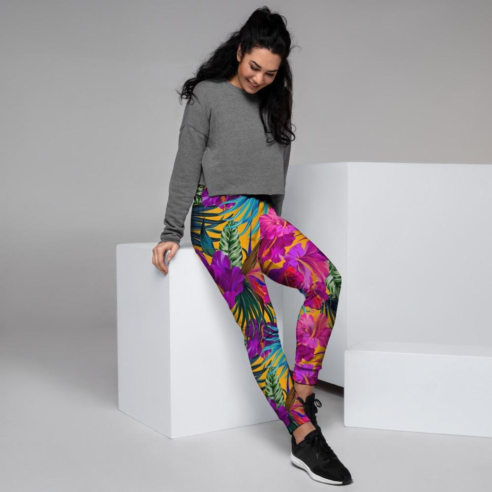 Tropical Hibiscus Flower Hawaiian Print Women's Joggers-grizzshop