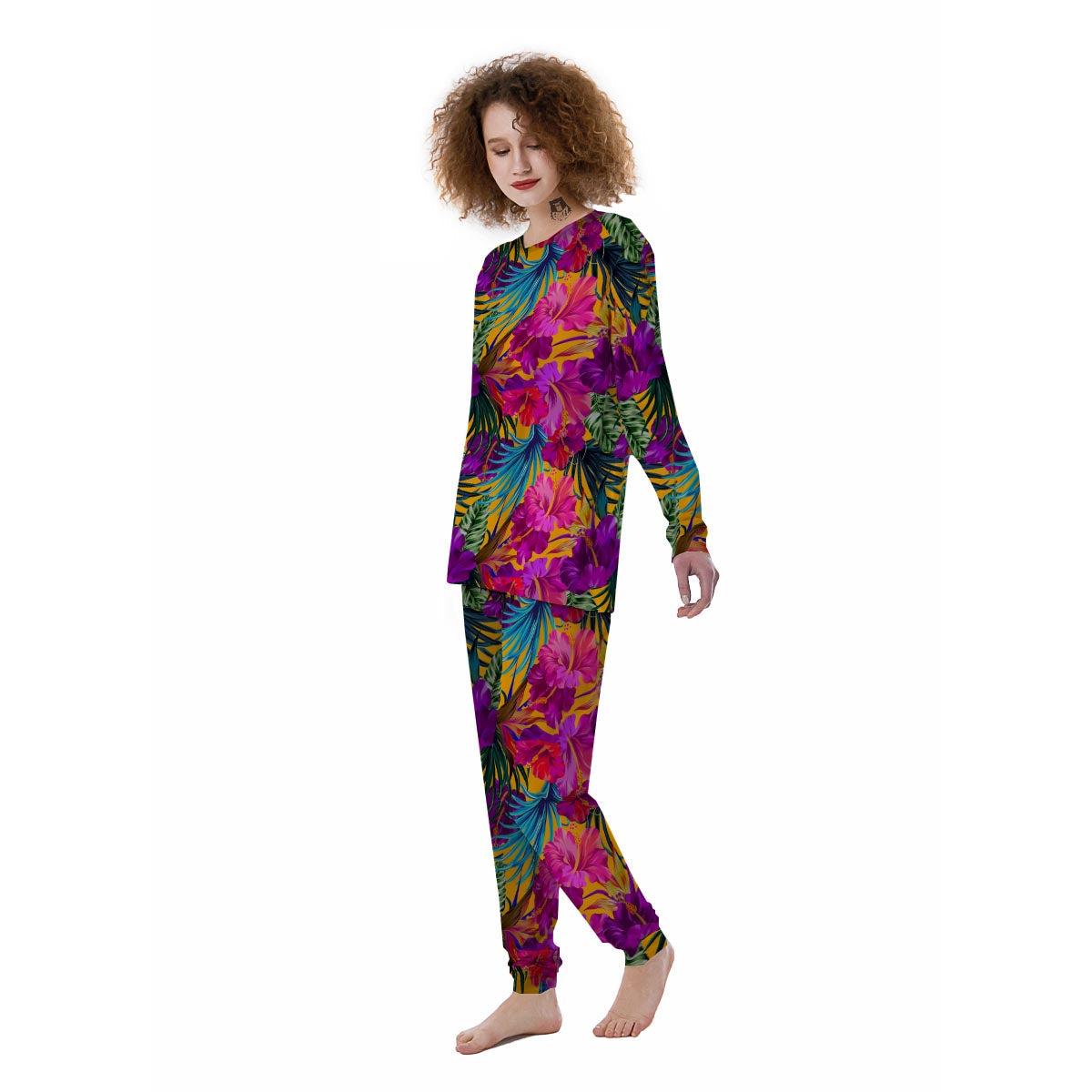 Tropical Hibiscus Flower Hawaiian Print Women's Pajamas-grizzshop