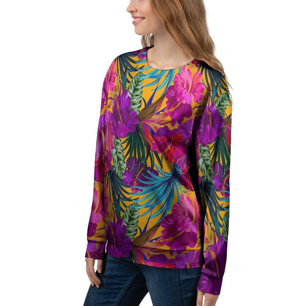 Tropical Hibiscus Flower Hawaiian Print Women's Sweatshirt-grizzshop