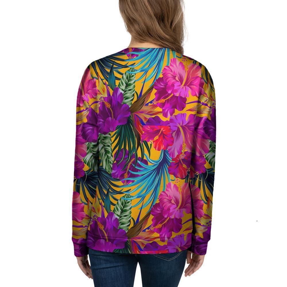 Tropical Hibiscus Flower Hawaiian Print Women's Sweatshirt-grizzshop