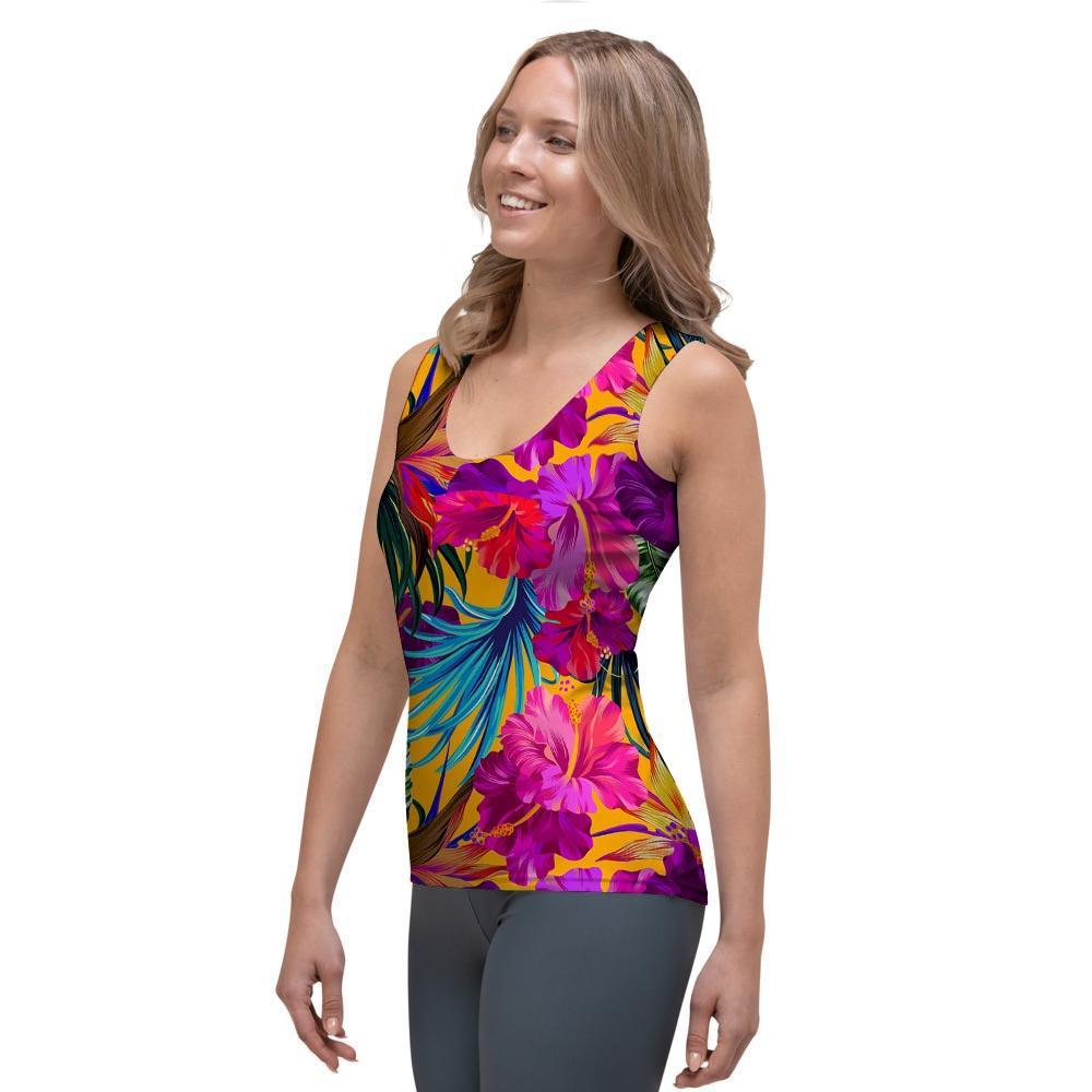 Tropical Hibiscus Flower Hawaiian Print Women's Tank Top-grizzshop