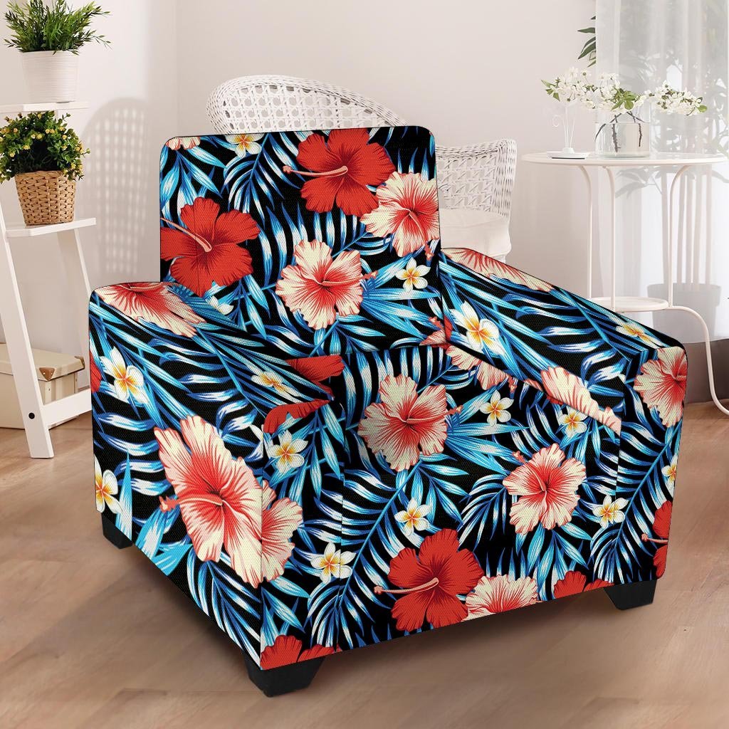 Tropical Hibiscus Flower Print Armchair Cover-grizzshop