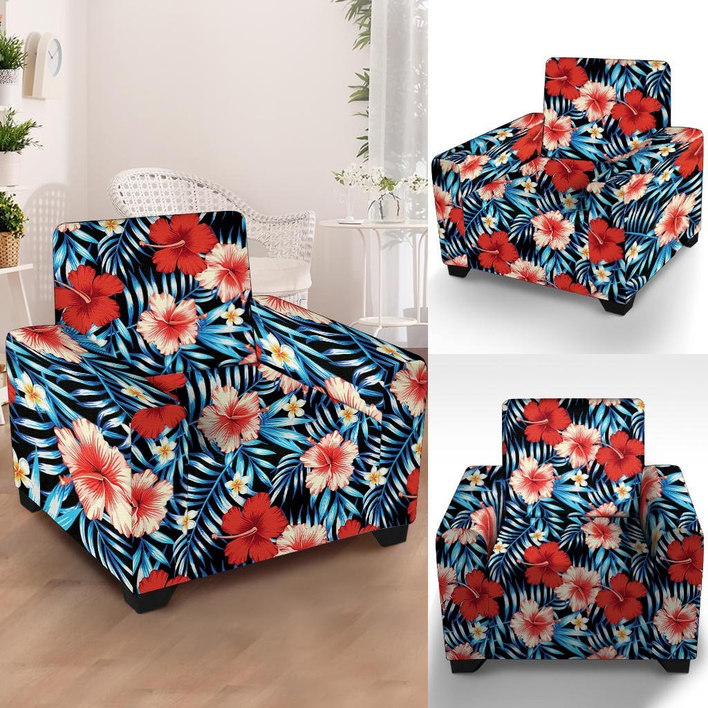 Tropical Hibiscus Flower Print Armchair Cover-grizzshop