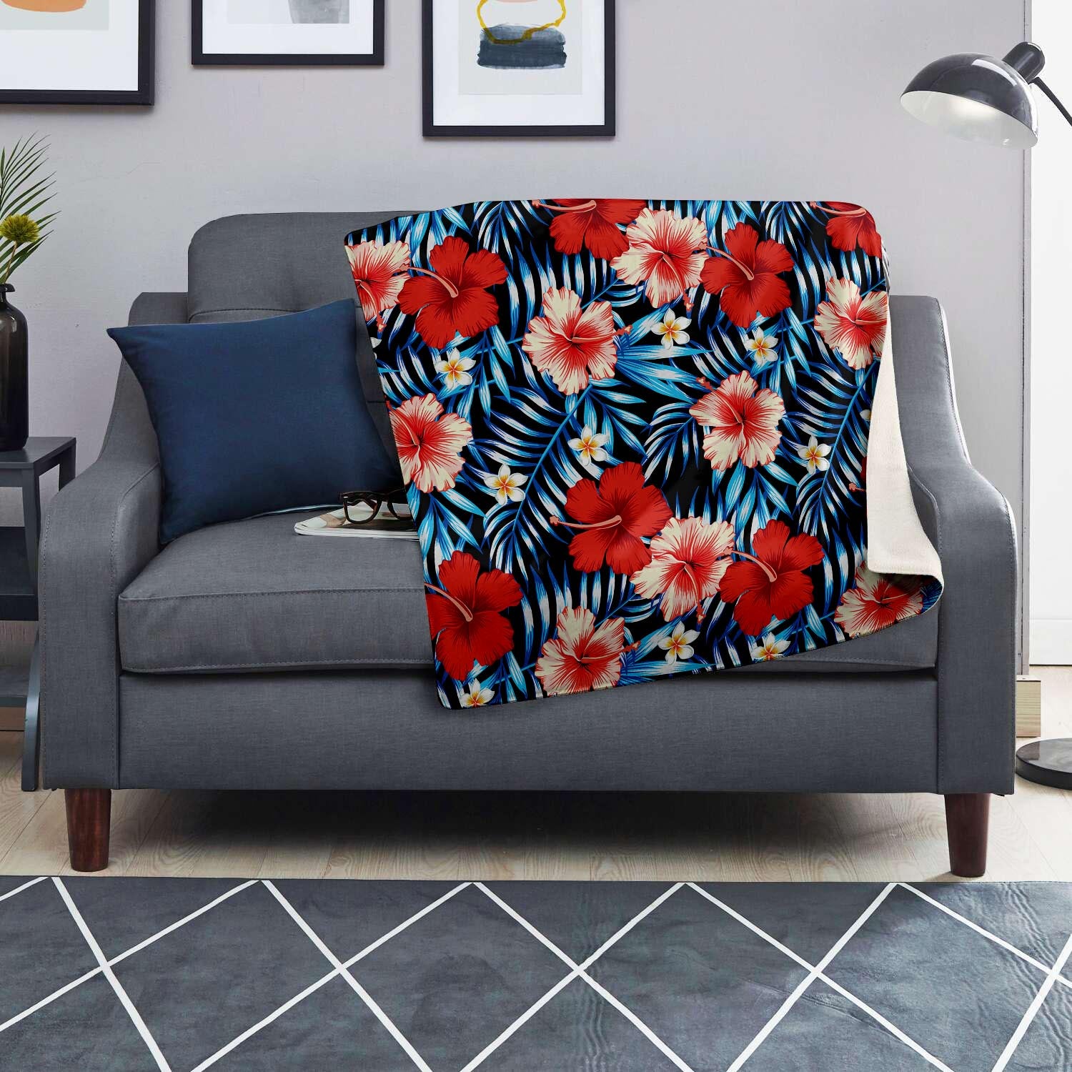 Tropical Hibiscus Flower Print Blanket-grizzshop