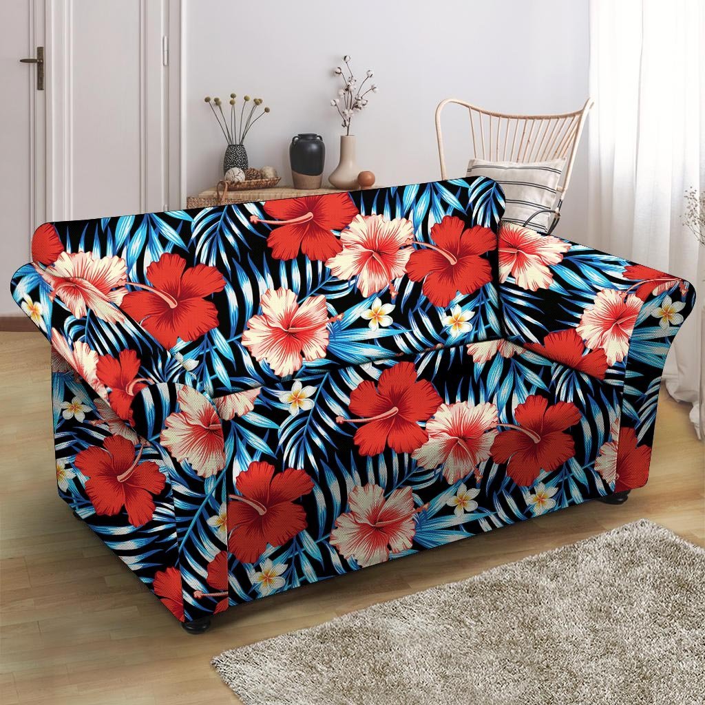 Tropical Hibiscus Flower Print Loveseat Cover-grizzshop