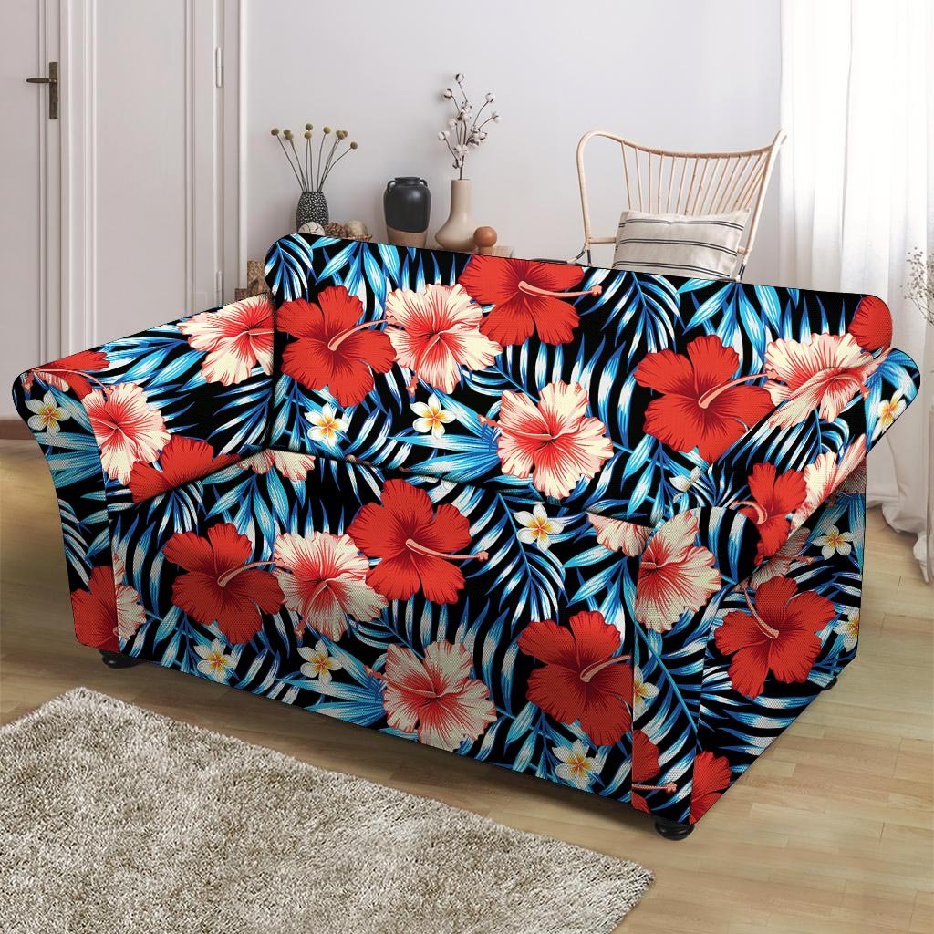 Tropical Hibiscus Flower Print Loveseat Cover-grizzshop