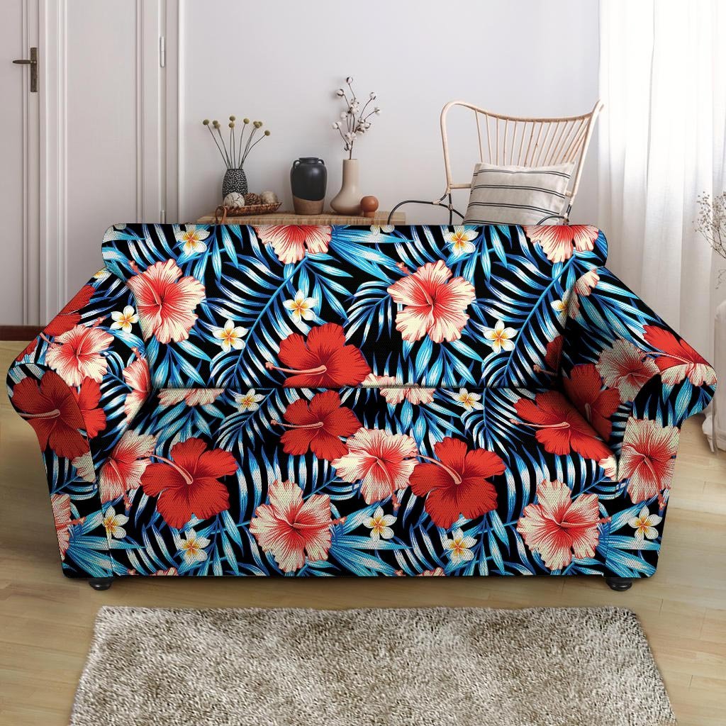 Tropical Hibiscus Flower Print Loveseat Cover-grizzshop