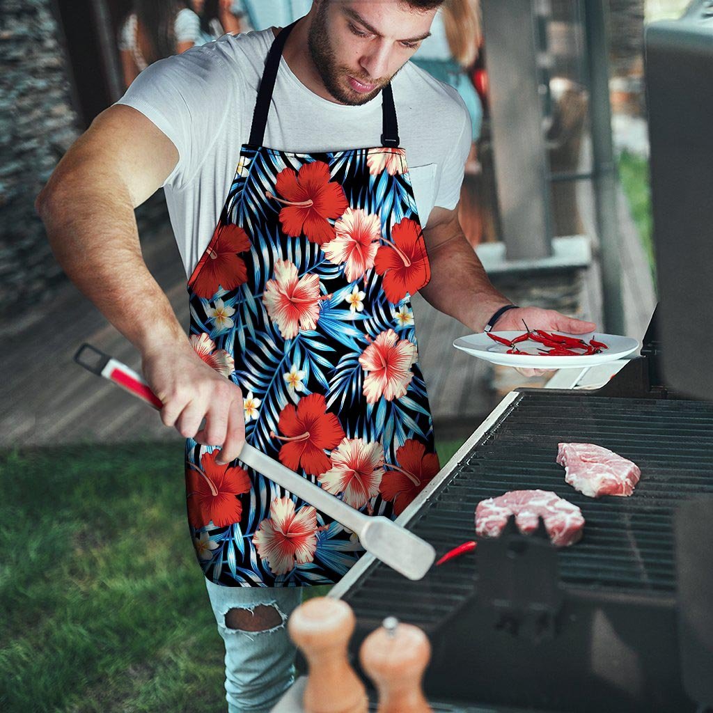 Tropical Hibiscus Flower Print Men's Apron-grizzshop