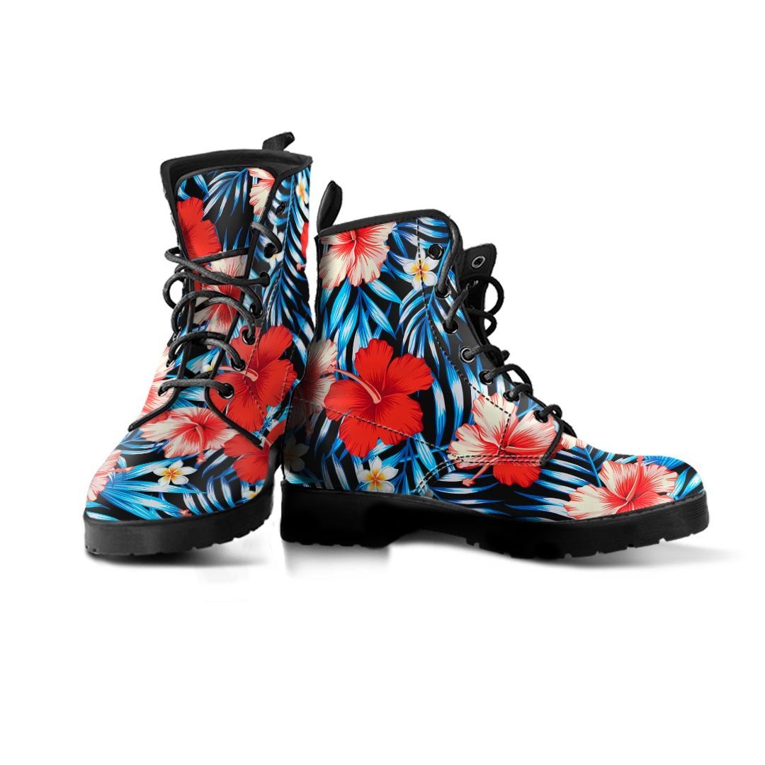 Tropical Hibiscus Flower Print Men's Boots-grizzshop