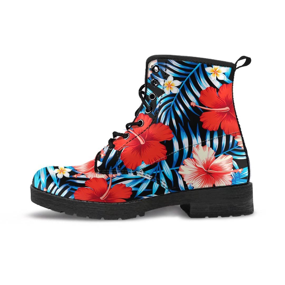 Tropical Hibiscus Flower Print Men's Boots-grizzshop