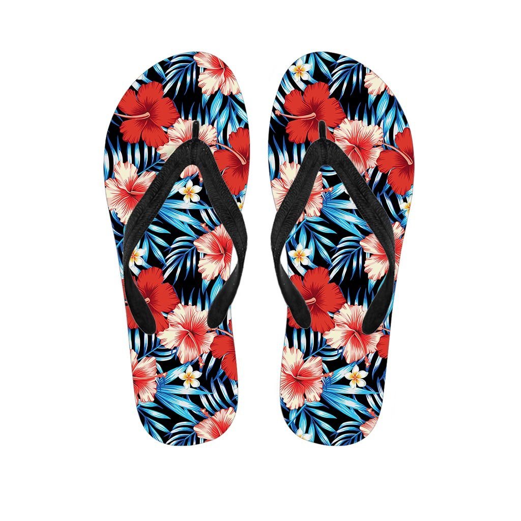 Tropical Hibiscus Flower Print Men's Flip Flops-grizzshop