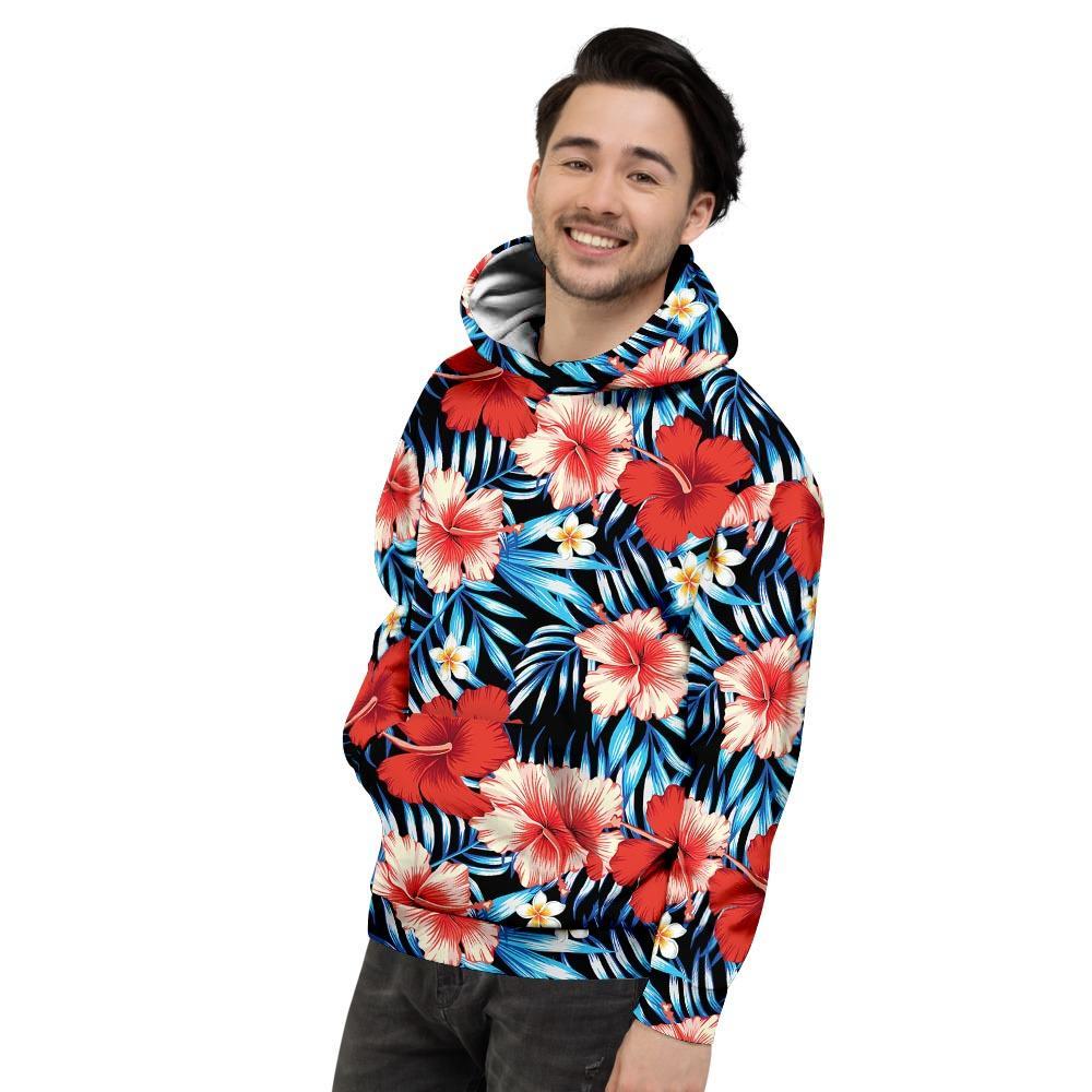 Tropical Hibiscus Flower Print Men's Hoodie-grizzshop