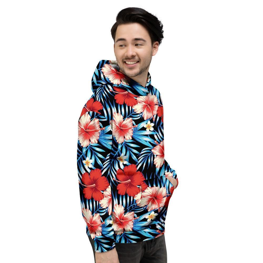 Tropical Hibiscus Flower Print Men's Hoodie-grizzshop