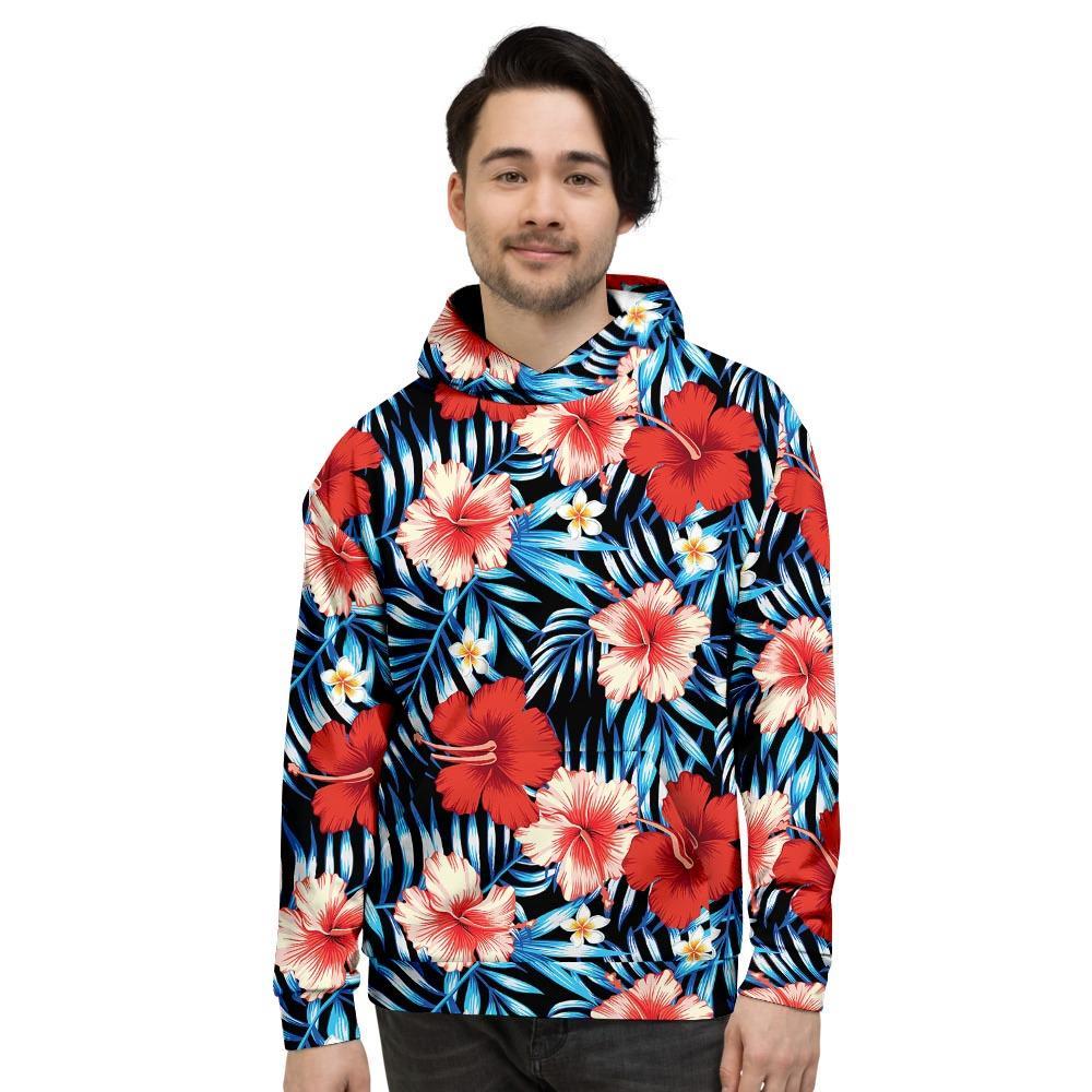 Tropical Hibiscus Flower Print Men's Hoodie-grizzshop
