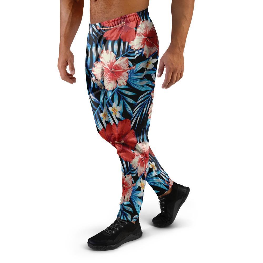 Tropical Hibiscus Flower Print Men's Joggers-grizzshop