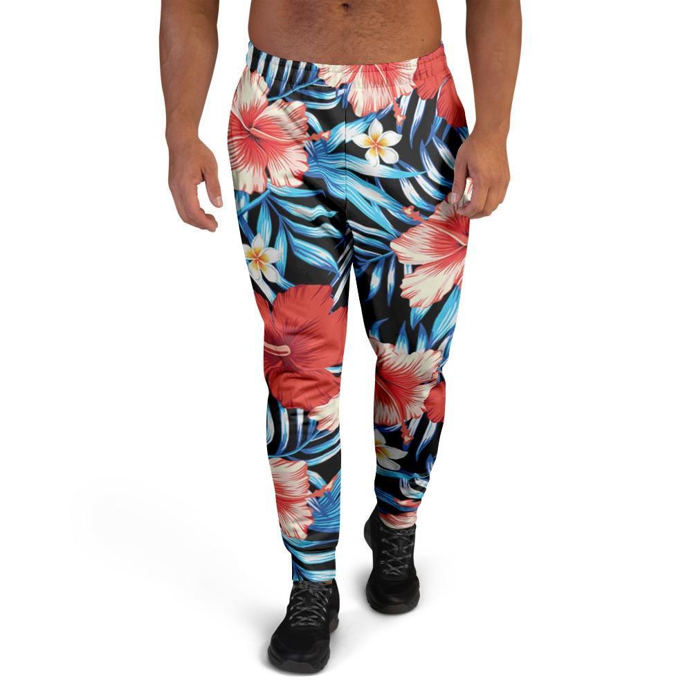 Tropical Hibiscus Flower Print Men's Joggers-grizzshop