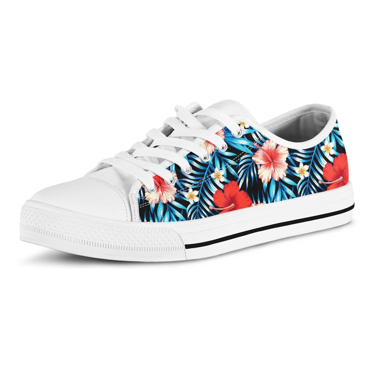 Tropical Hibiscus Flower Print Men's Low Top Shoes-grizzshop