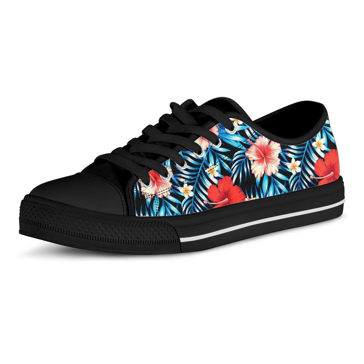 Tropical Hibiscus Flower Print Men's Low Top Shoes-grizzshop