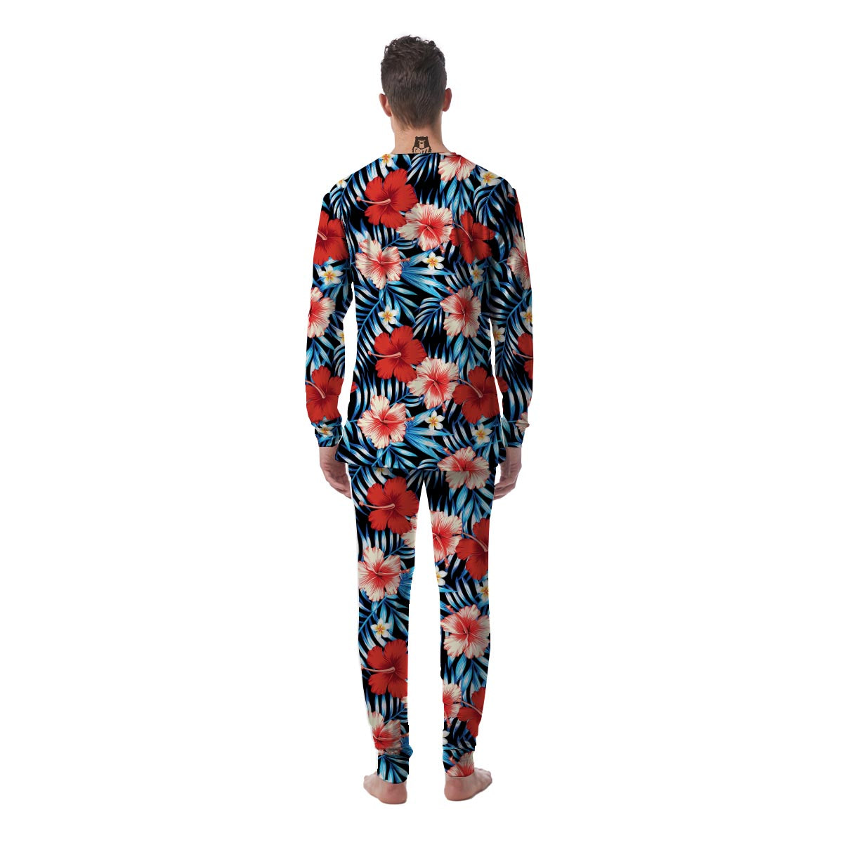 Tropical Hibiscus Flower Print Men's Pajamas-grizzshop