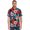 Tropical Hibiscus Flower Print Men's Short Sleeve Shirt-grizzshop