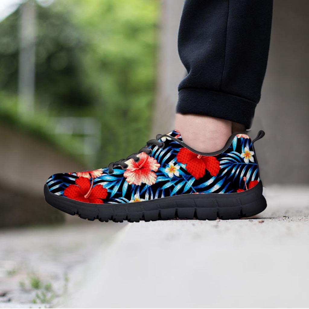 Tropical Hibiscus Flower Print Men's Sneakers-grizzshop