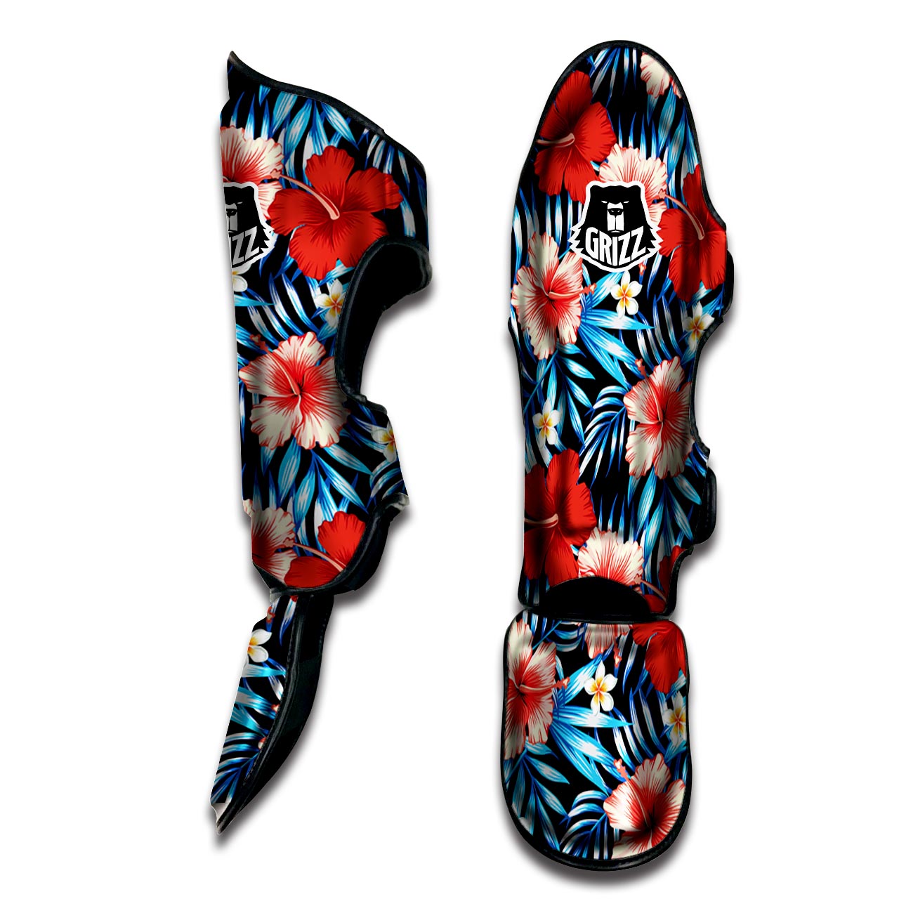 Tropical Hibiscus Flower Print Muay Thai Shin Guard-grizzshop