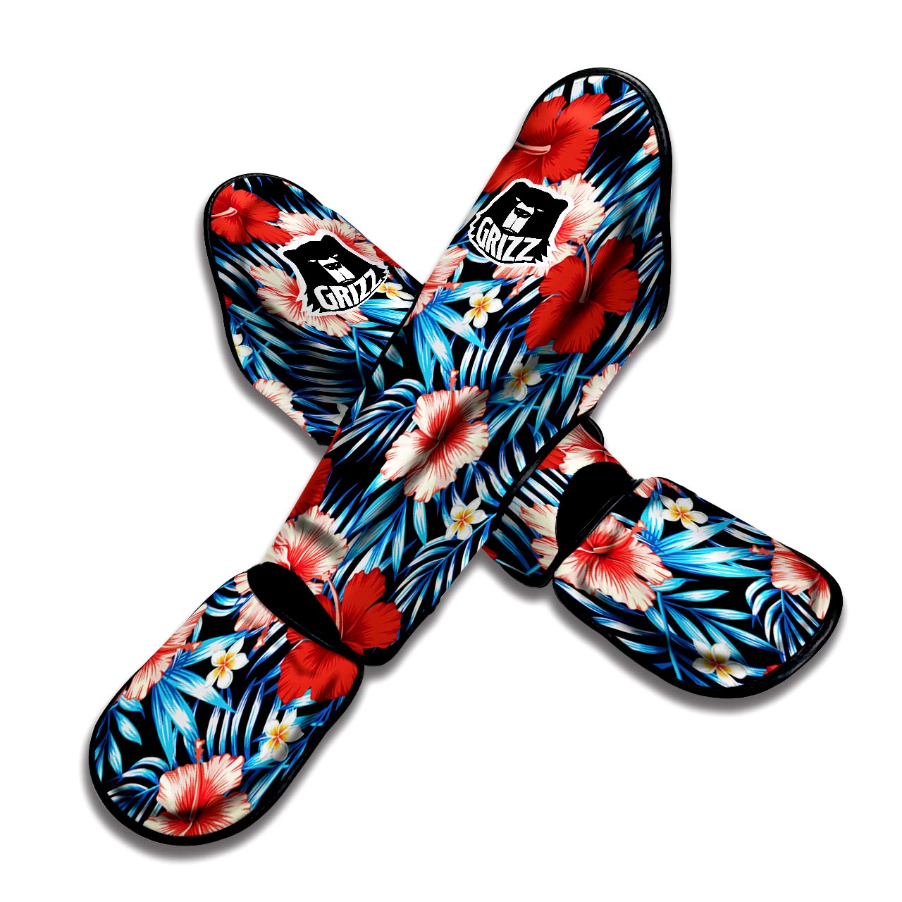 Tropical Hibiscus Flower Print Muay Thai Shin Guard-grizzshop