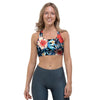 Tropical Hibiscus Flower Print Sports Bra-grizzshop