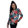 Tropical Hibiscus Flower Print Women's Bomber Jacket-grizzshop