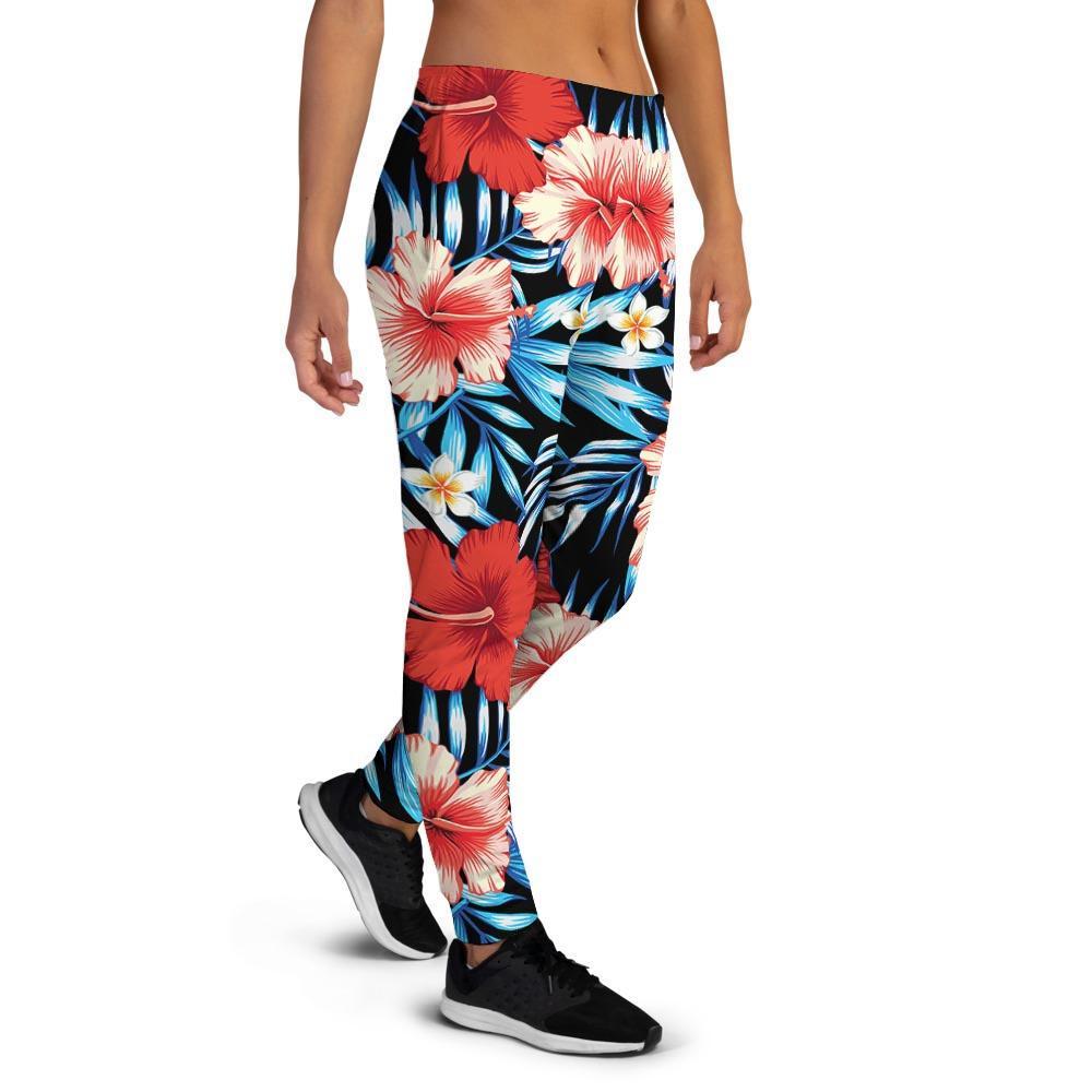 Tropical Hibiscus Flower Print Women's Joggers-grizzshop