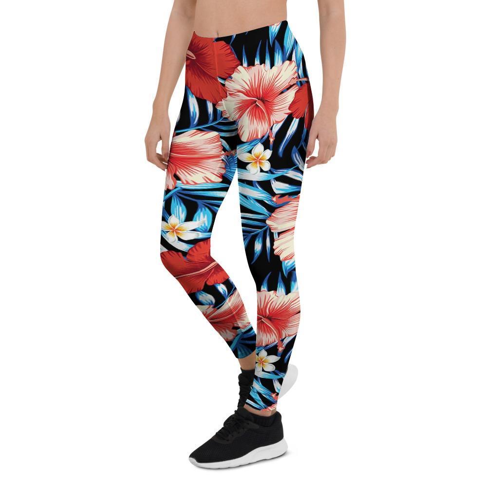 Tropical Hibiscus Flower Print Women's Leggings-grizzshop