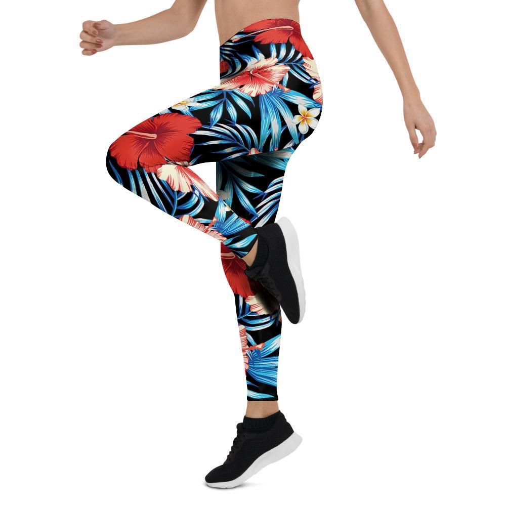 Tropical Hibiscus Flower Print Women's Leggings-grizzshop